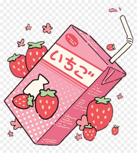 Aesthetic Kawaii Milk Strawberry Pastel Pink - Strawberries And Cigarettes - Free Transparent ...