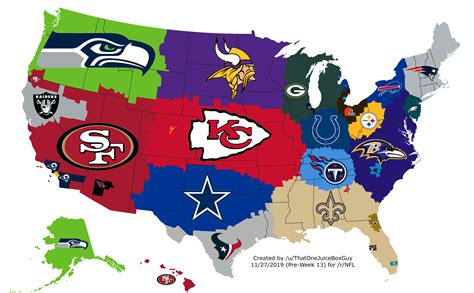 Map Of Nfl Teams By Division - Printable Online