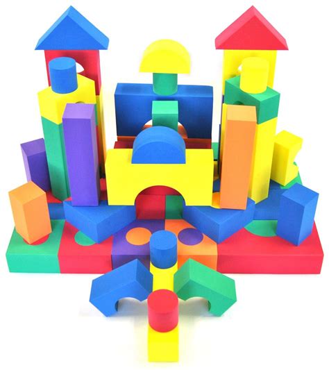 70 Piece Safe Foam Building Play Block Set for Kids: Developmental Soft ...