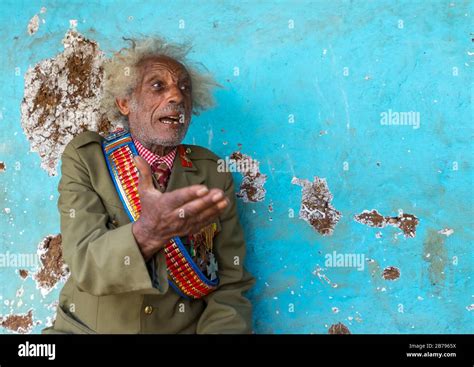 Ethiopian veteran from the italo-ethiopian war in army uniform, Addis Ababa Region, Addis Ababa ...