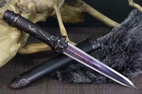 High Quality Sword Katana Blue Damascus Steel Blade Ebony Scabbard Full Tang HL-in Swords from ...
