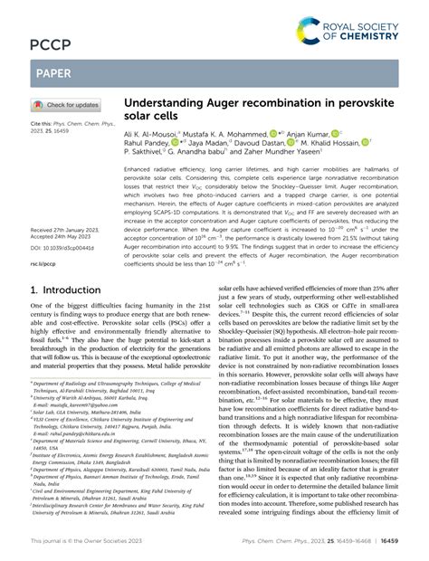 (PDF) Understanding Auger recombination in perovskite solar cells