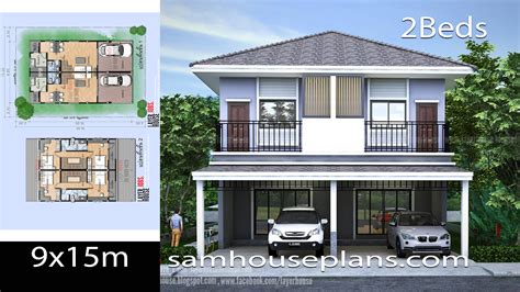 Twin House plans idea 9x15m with 2 Bedrooms each - House Plans Free ...