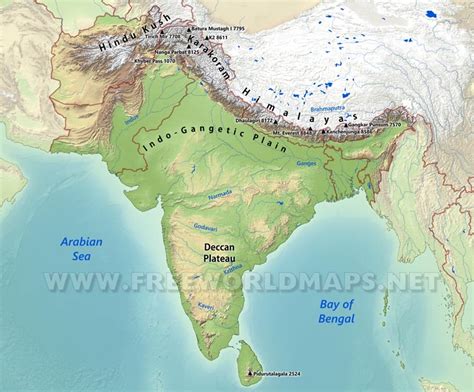 South Asia Physical Map