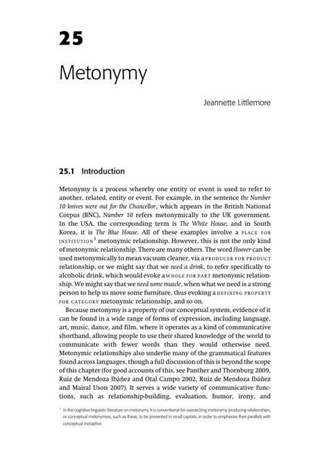 Metonymy (Chapter 25) - The Cambridge Handbook of Cognitive Linguistics