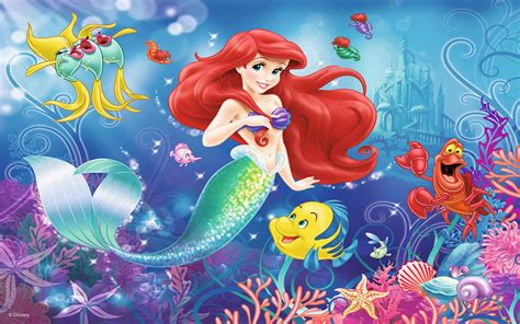 Download Cartoon Disney Princess Ariel The Little Mermaid fish Flounder Sebastian the crab ...