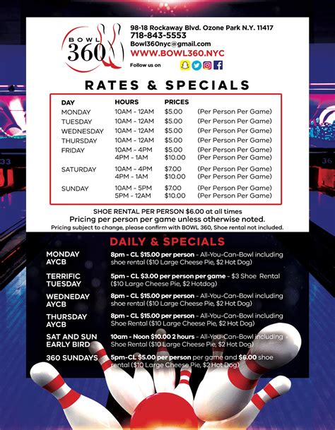 Rates & Specials - BOWL 360