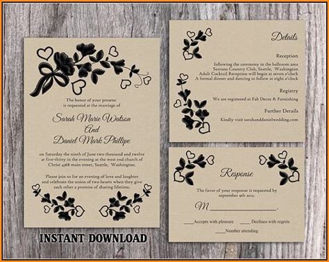 Free Editable Wedding Invitation Templates For Word - Template 2 ...