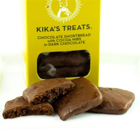 Cocoa Nib Chocolate Shortbread in Pure Dark Chocolate | Kika's Treats