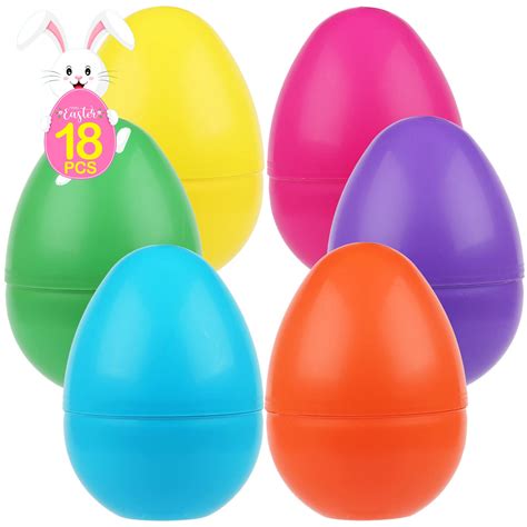 Buy NEWBEA 18Pcs Jumbo Plastic Easter Eggs 6 Inch Assorted Colors, Fillable Easter Eggs for Hunt ...