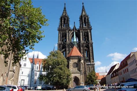 Meissen - Cathedral Square with Cathedral and Albrechtsburg on the Castle Hill