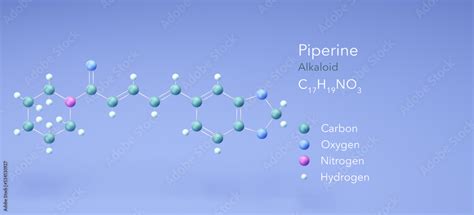 piperine, molecular structures, alkaloid, 3d model, Structural Chemical ...