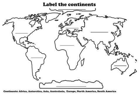 Label the continents | Teaching Resources