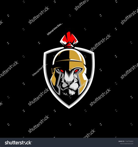 Lion Cartoon Head Spartan Helmet Character Stock Vector (Royalty Free ...