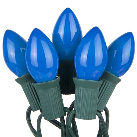 C7 Christmas Lights - 25 C7 Opaque Blue Christmas Lights