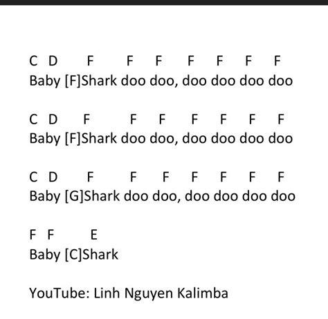 Kalimba Tab 17 keys Baby shark Easy with free Tutorial video | Bản nhạc ...