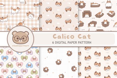 Calico Cat Seamless Pattern Bundles Graphic by studiopattern · Creative ...