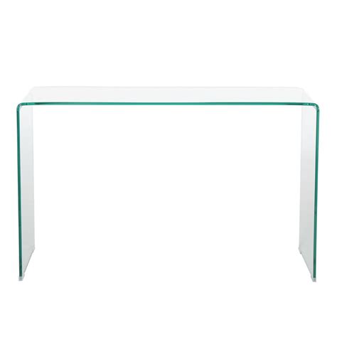 Noble House Cadyn Clear Tempered Glass Console Table-296696 - The Home ...