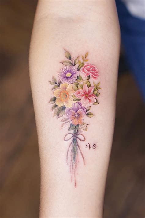 Flower Bouquet Tattoo Birth Flower Tattoos Flowers Bouquet Line | The Best Porn Website