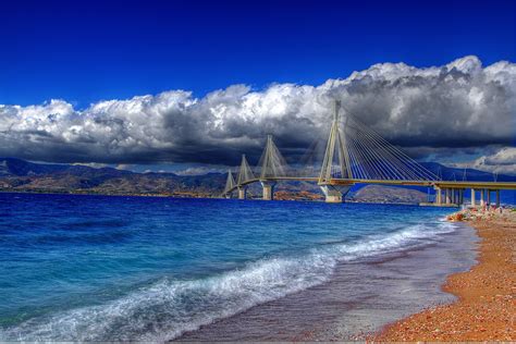 greece, Gulf, Of, Corinth, Cable stayed, Bridge, Rio, Antirio, Water ...