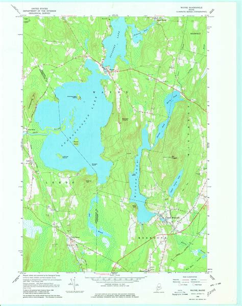 Wayne, Maine 1966 (1980) USGS Old Topo Map Reprint 7x7 ME Quad 807280 ...