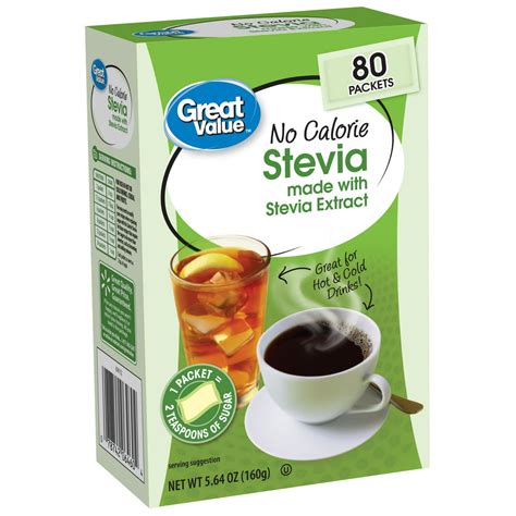 Great Value No Calorie Stevia Packets, 5.64 Oz, 80 Count - Walmart.com - Walmart.com