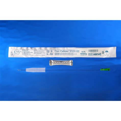 Cure HM14C - Hydrophilic male 14 French coude catheter, BX 30