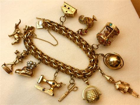 Antique Gold Charm Bracelets For Sale | semashow.com