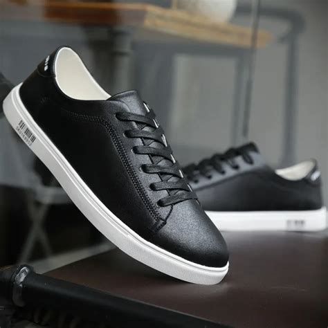 Vogue Classic Style Solid Color Black White Men Casual Shoes Male Shoes Adult Footwear Mens ...