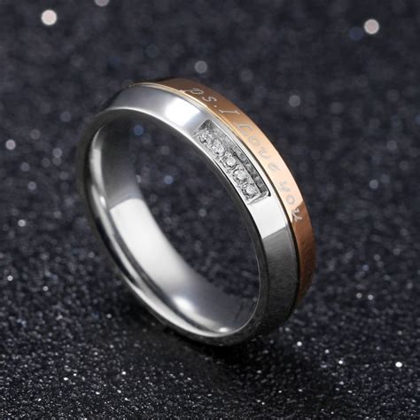 Engravable I Love You Couple Ring For Him And Her In Titanium