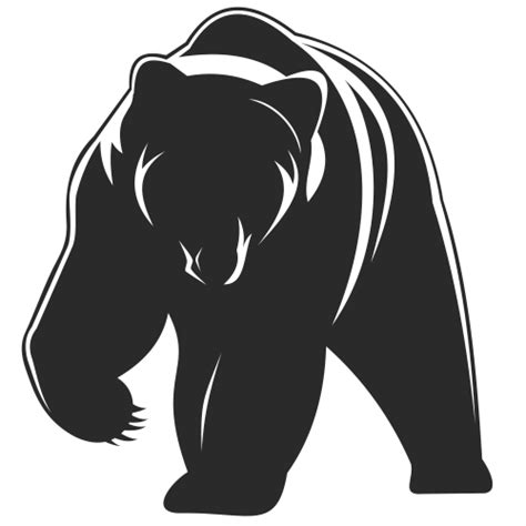 Vector illustration of a black and white bear in silhouette style illustration clutching the ...