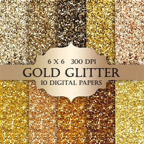 Gold Glitter Digital Paper Glitter Gold Scrapbooking Digital - Etsy