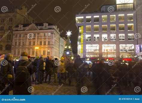 2014 - Wenceslas Square Christmas Tree, Prague Editorial Stock Image ...