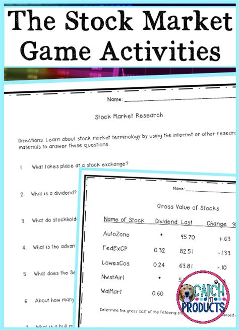 The Stock Market Game Activities | Stock market game, Math words, Stock market