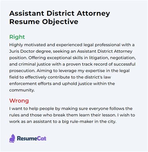 Top 18 Assistant District Attorney Resume Objective Examples