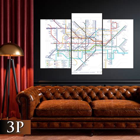 London Tube Map Canvas, Tube Map Wall Art, Subway Wall Decor, Metro Map ...