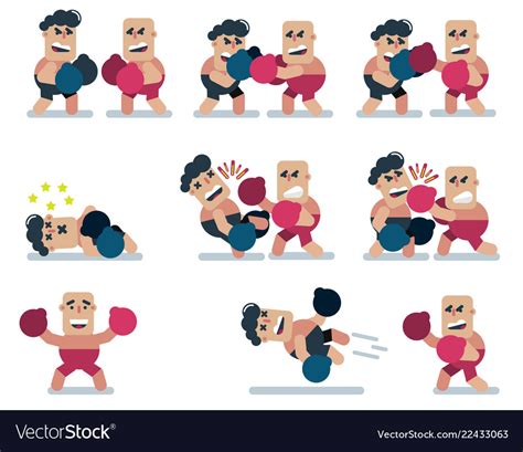 Characters boxing game flat icon man cartoon Vector Image