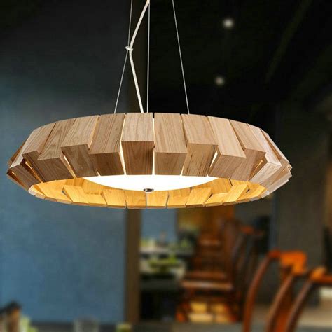 LED wood pendant lamp home indoor lighting fixture living room bedroom ...