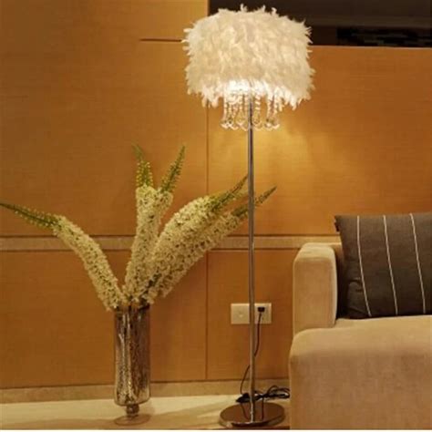 Modern Home Decoration Living Room Feather Crystal Floor Lamp Creative Bedroom Feather Lamp ...