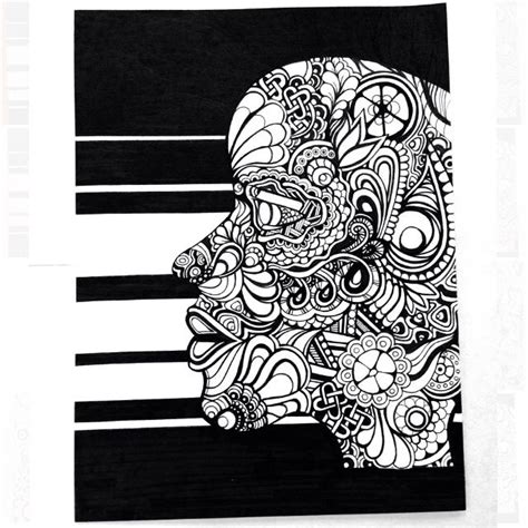 Black pen Zentangle portrait | Zentangle, Drawings, Portrait