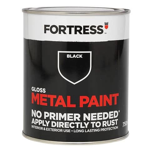 Fortress Black Gloss Metal paint, 0.75L | DIY at B&Q