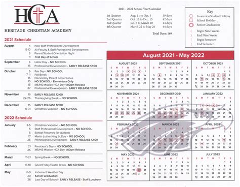 Christian Heritage Academy Calendar | Printable Templates Free