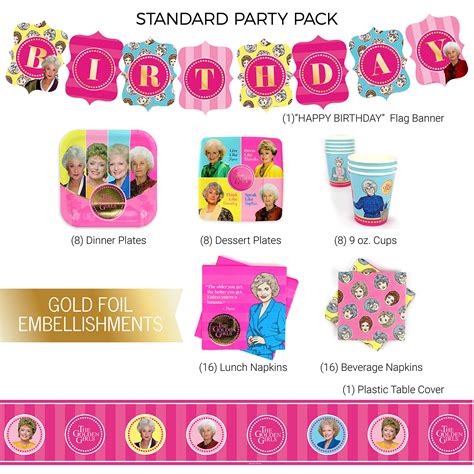 Golden Girls Party Supplies (Standard) Birthday Party Decorations with Happy Birthday Banner, 58 ...