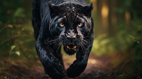 Black Panther in Animal Forest, Black Jaguar Hunting, Panther Hunting ...