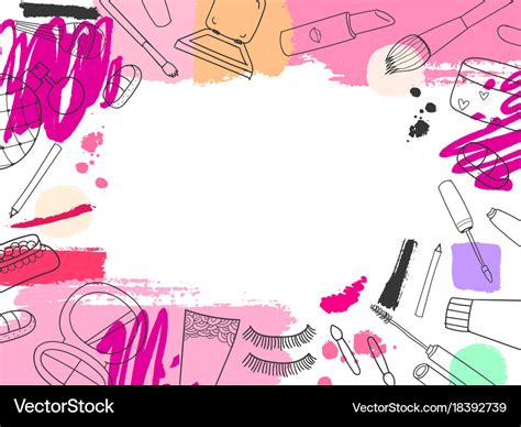 Cosmetics banner background hand drawn Royalty Free Vector