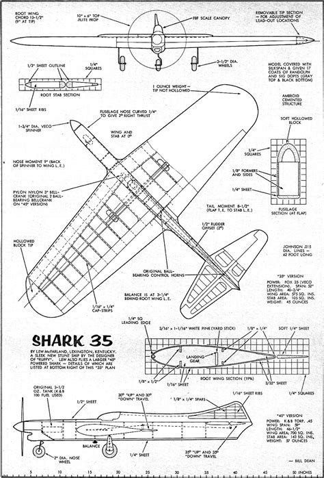 Shark 35 Control Line Airplane Plans - Airplanes and Rockets