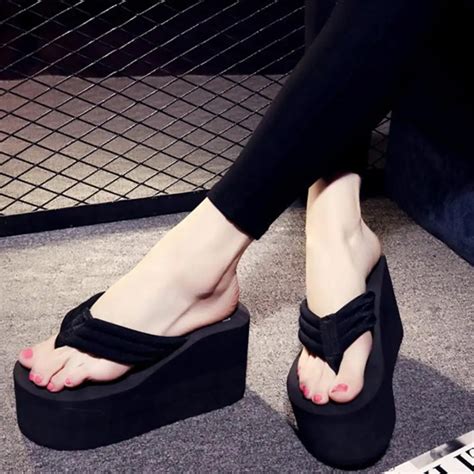 2019 New Woman Chunky Sole Wedges Heels Flip Flops Women Slippers ...