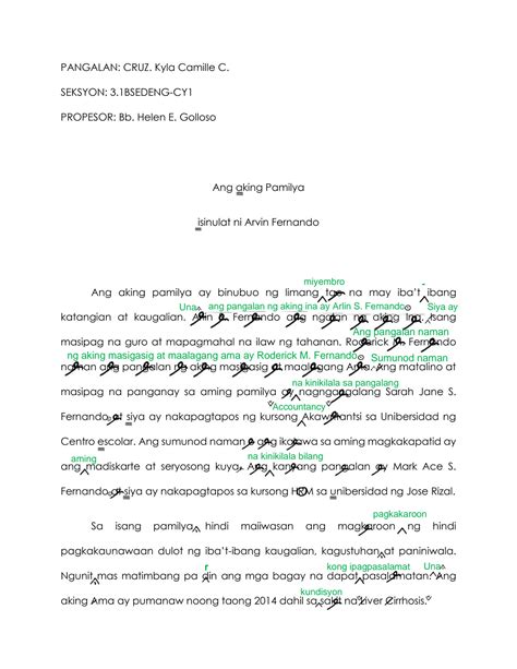 SOLUTION: Ang aking pamilya ni arvin fernando proofreading task - Studypool