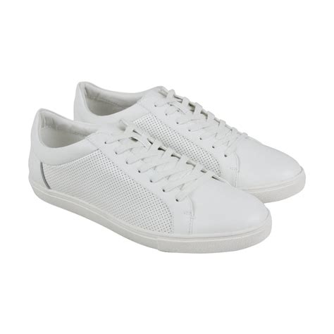 Steve Madden M-Early Mens White Leather Casual Lace Up Fashion Sneaker - Ruze Shoes