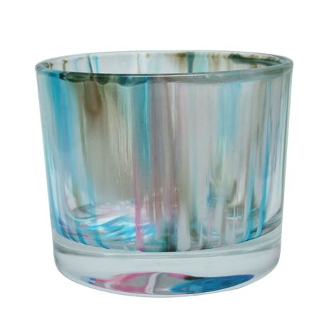 3 wick multi-color glass candle jars large candle holders thick glass ...